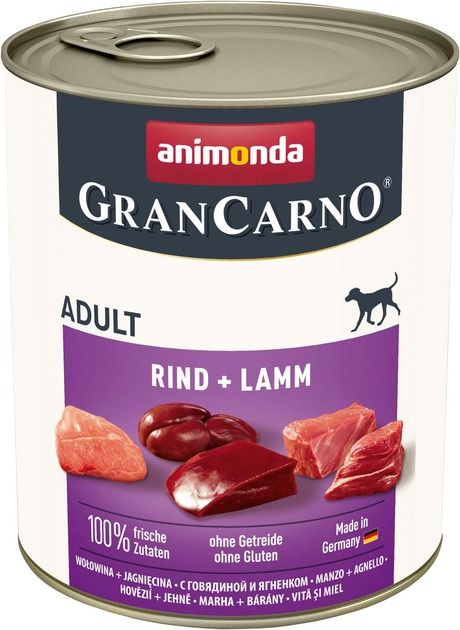 Animonda Gran Carno Adult Multi Meat Cocktail вологий корм з яловичиною та ягням для собак 800 гр 