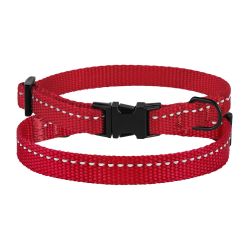 Нашийник ACTIVE для собак дрібних порід нейлоновий зі світловідображенням і металевою пряжкою 10мм  Обхват шиї 18-28см Червоний 
