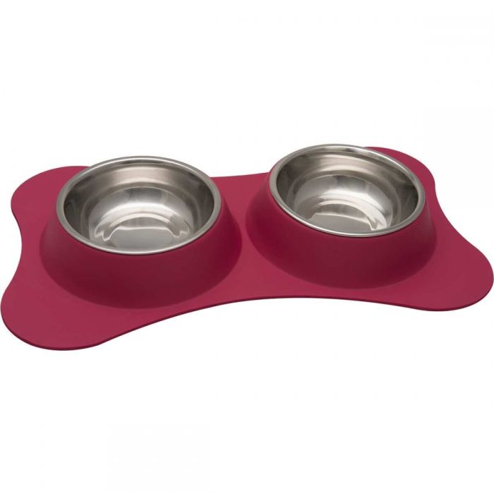 Миска метал на силіконовій підставці 2х240 мл М151 Малиновий