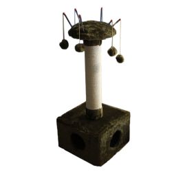 Балу джутова когтеточка з будкою Сірий