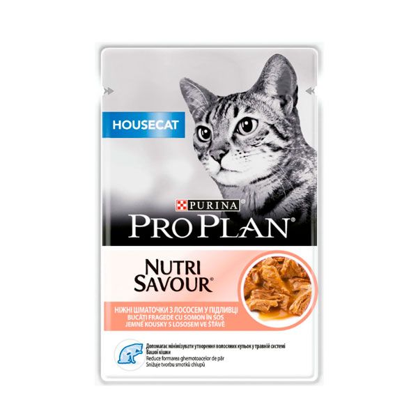 Pro Plan Nutrisavour Housecat Adult консерва для домашніх котів із лососем у соусі, 85 г 85 г