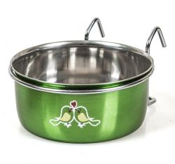 Годівниця підвісна на гачках металева Зелена. 300 мл 9,5 см.