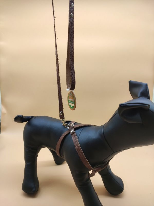 Шлейка вісімка з повідцем шкіра не строчений набір Фауна 103020-2 Коричневий