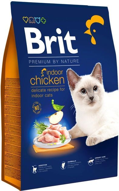 Brit Premium by Nature Cat Indoor для дорослих кішок, що мешкають у приміщенні з куркою 1,5 кг