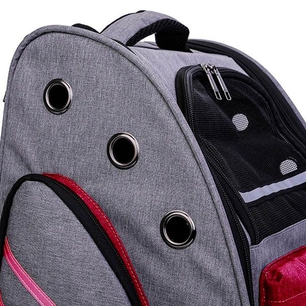 Рюкзак квадрат із сіткою 41х33х29 см сірий із бордовою смугою 