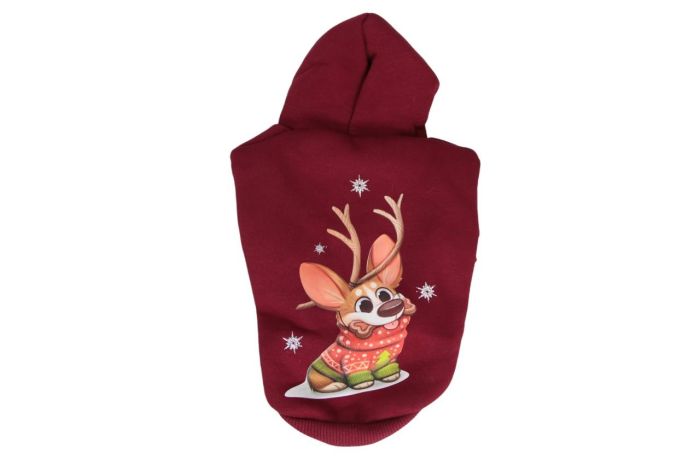 Олень світшот для собак дівчаток трикотаж на флісі Бордо L