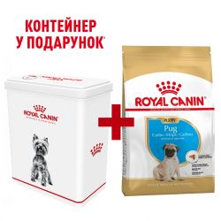 Акція сухий корм Royal Canin Pug puppy 1,5 кг в подарунок контейнер 
