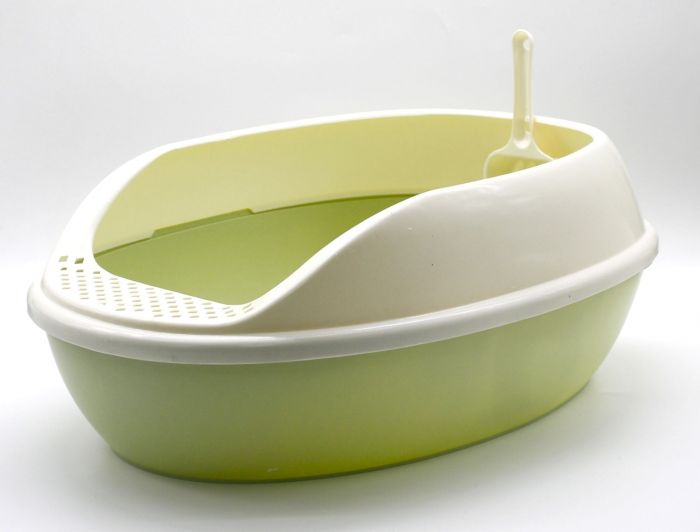 Туалет для котів овальний матовий з лопаткою Оливковий 534020 см. 