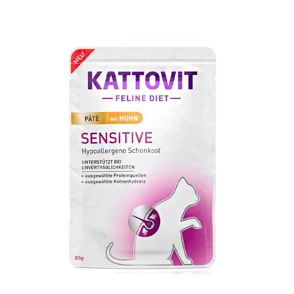 Kattovit Diet Sensitive Вологий корм для кішок паштет з куркою, 85 г 