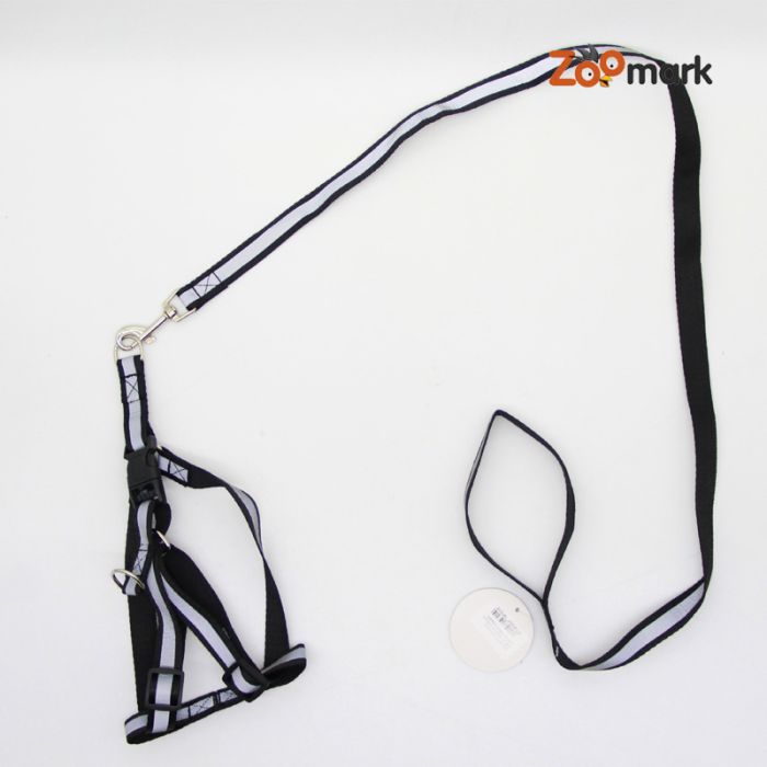 Шлея і повідець комплект 2,012-18120см стрічка зі світловідбиваючою смугою 