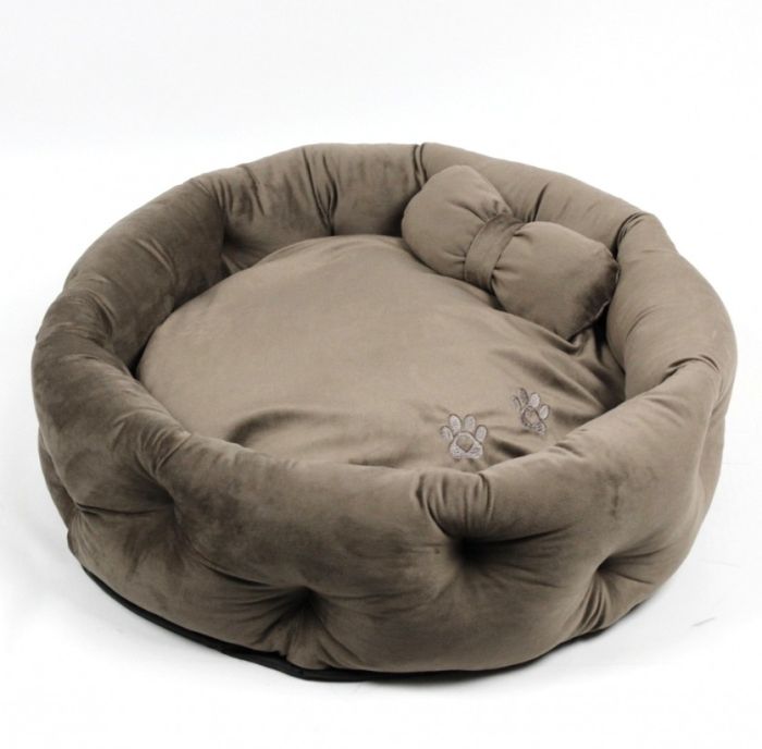 Лежак Том меблевий велюр коричневий, 43х43х13 см 