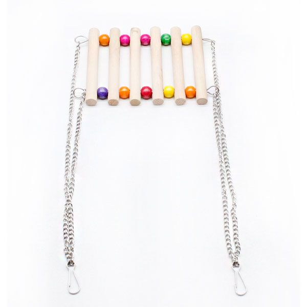 Драбинка деревяна з бусами на ланцюжках кольорова, 15х14 см 