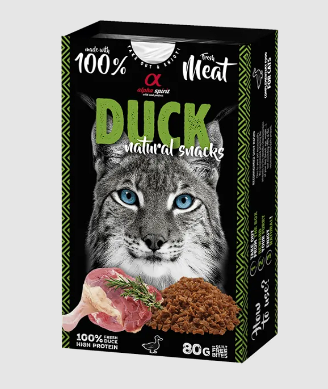 Ласощі Alpha Spirit Natural Snack Duck для котів, з качкою, 80 г AS NATURAL SNACK FOR CAT DUCKНв ласощі дкотів Натурал Снек виз Дак 80г 1827