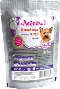 Леопольд мясний з птахом в соусі консерви для собак 100 гр 