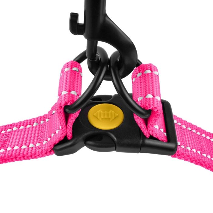 Шлея ACTIVE нейлонова зі світловідбиванням рожева 25мм Обхват Груди 58-71см
