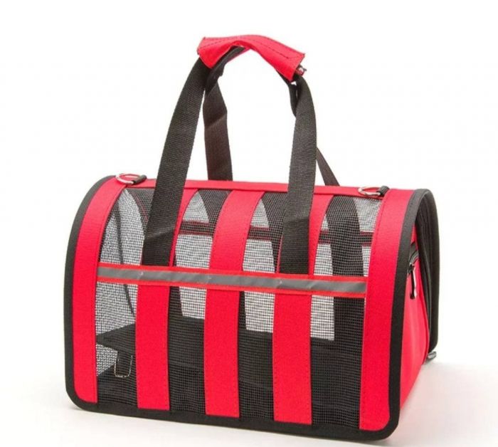 Сумка-переноска для тварин з сіткою 34х22х20 см S Червоний