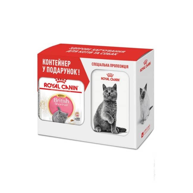 Акція сухий корм Royal Canin British Shorthair Kitten 2кг + контейнер в подарунок 