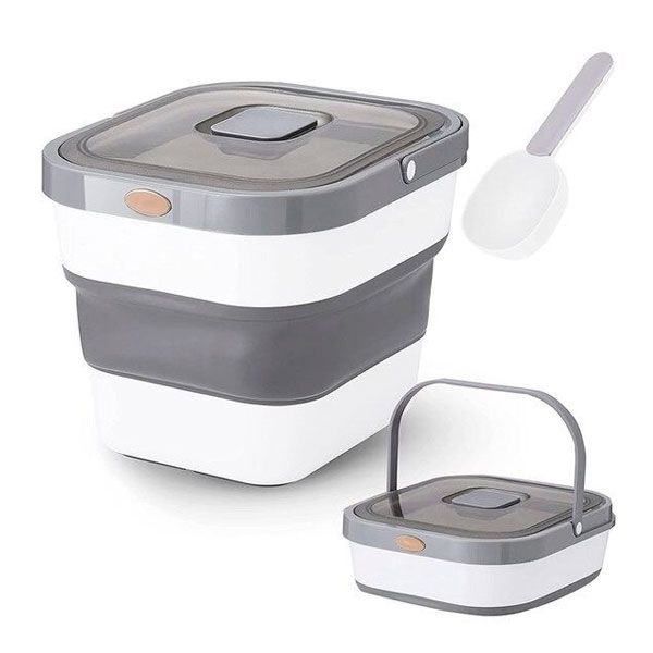 Розкладний контейнер для корму 34х29х25 см, 15 л Помаранчево-білий