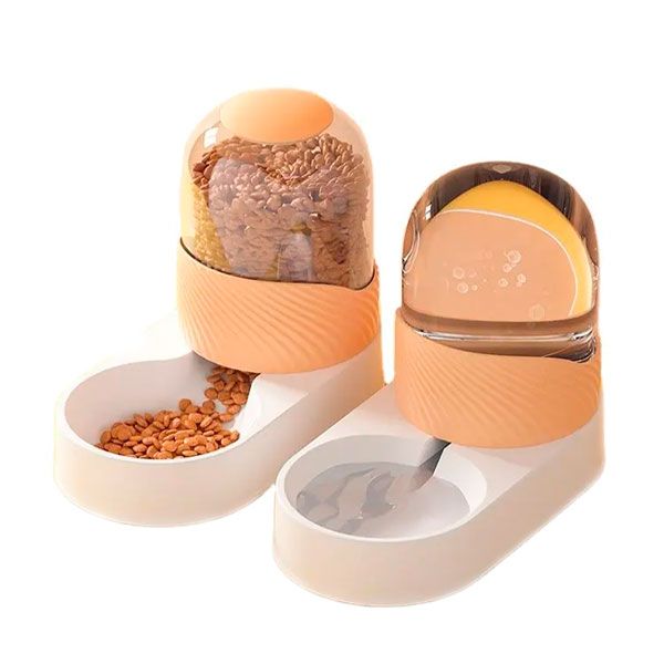 Набір автогодівниця + автопоїлка 3,5л, 33х16х29 см Біло-бежева