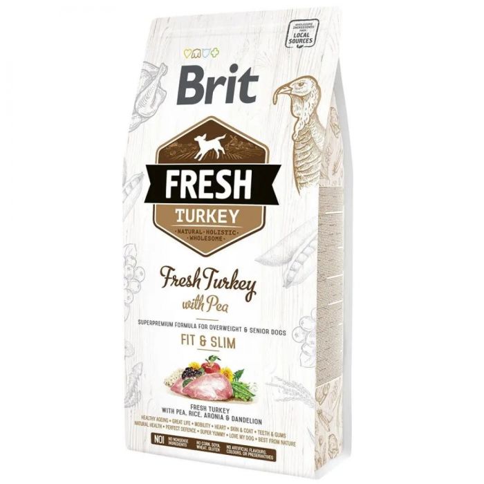 Brit Fresh Light Fit  Slim Сухий корм для дорослих, літніх собак з індичкою та горошком 2.5 кг 