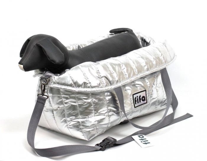 Автосумка стьогана плащівка срібло, 50х30х40 см 