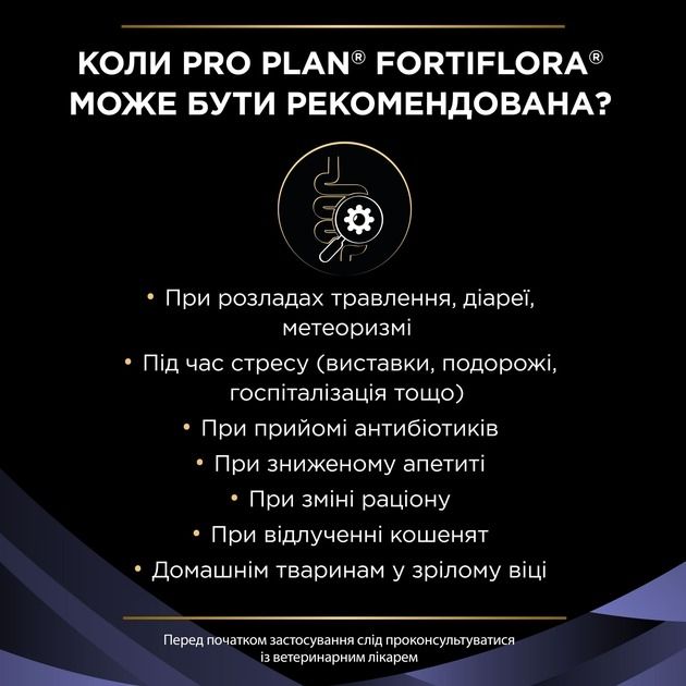 АКЦІЯ Purina Pro Plan FortiFlora пробіотик для дорослих кішок та кошенят для здорового травлення та зміцнення імунітету 7х1 г 