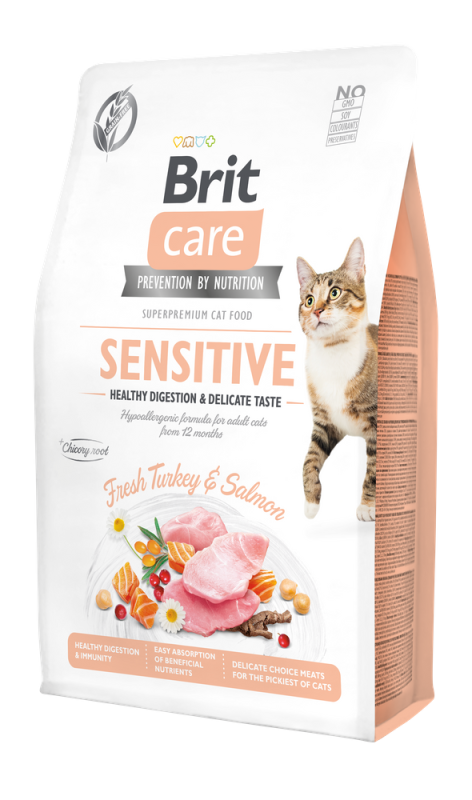 Brit Care Cat Sensitive Healthy Digestion  Delicate Taste 2кг + ласощі Brit Care Cat 