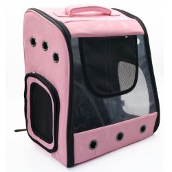 Рюкзак-переноска прозорий для перенесення тварин 36х45х25см Трояндовий