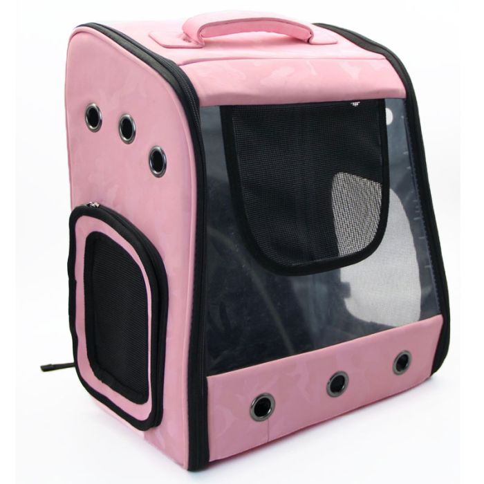 Рюкзак-переноска прозорий для перенесення тварин 36х45х25см Трояндовий