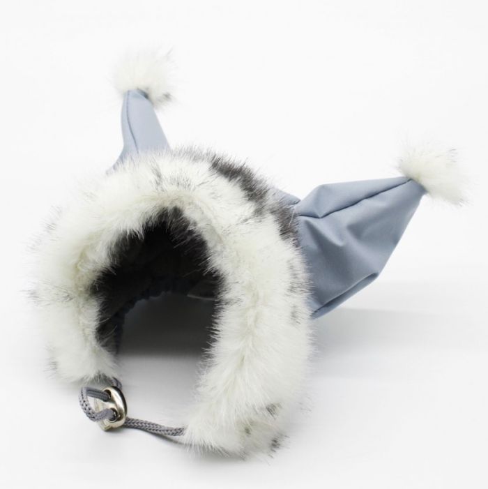 Шапка з вухами плащівка блакитна S1-M