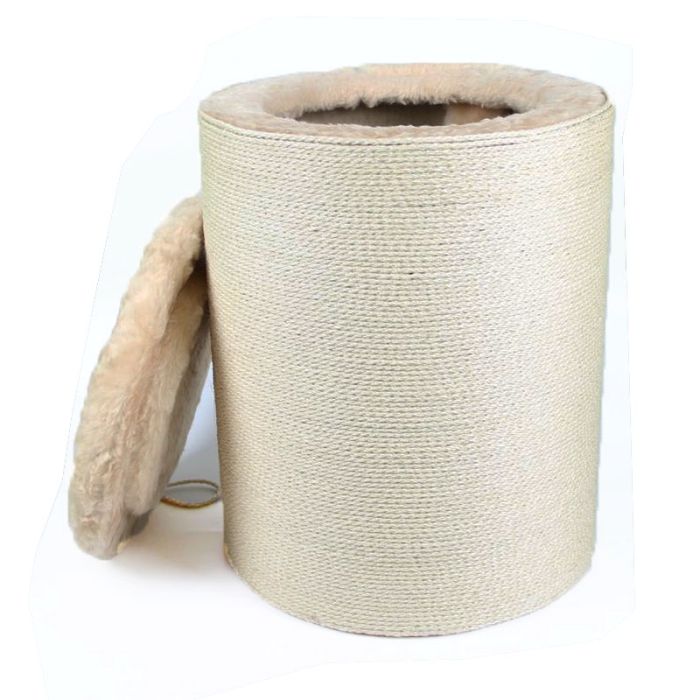 Когтеточка Троя пуфик, джут Хутро