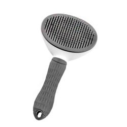 Пуходерка з кнопкою овал Сlean сіра, 12 см 