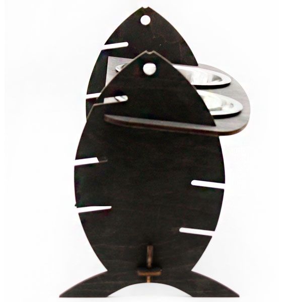 Кормушка для котів Cat Joy Скелет риби з регулюванням висоти Венге на 2 миски 