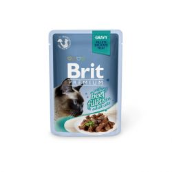 Вологий корм Brit Premium Cat pouch філе яловичини у соусі 85 гр. 