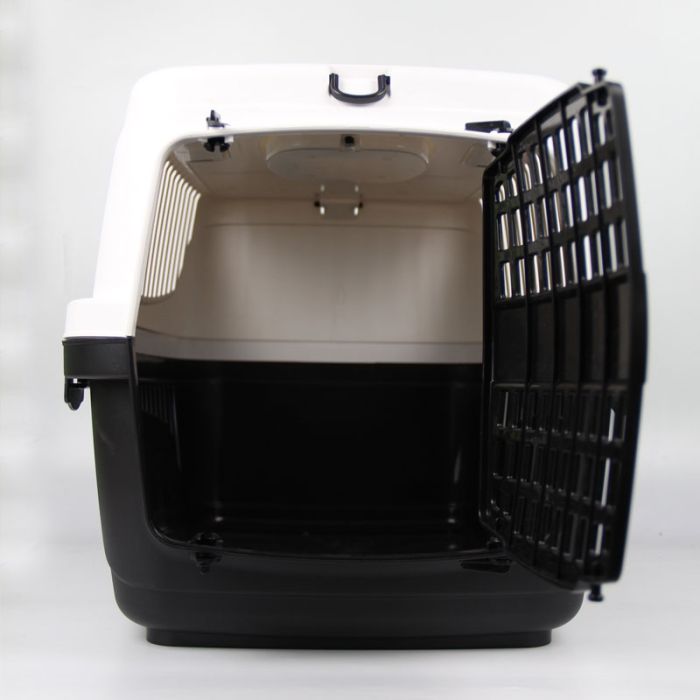 Переноска для тварин 2 Пластикова чорно-біла 56х37х41 см 