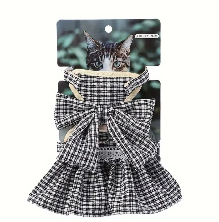 Шлейка-сукня з повідцем, обхват 19-33 см, довжина повідця 120 см Сіра