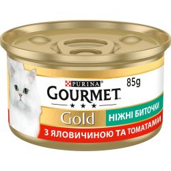 АКЦІЯ Gourmet ніжні биточки вологий корм з яловичиною та томатами для кішок 85 гр 