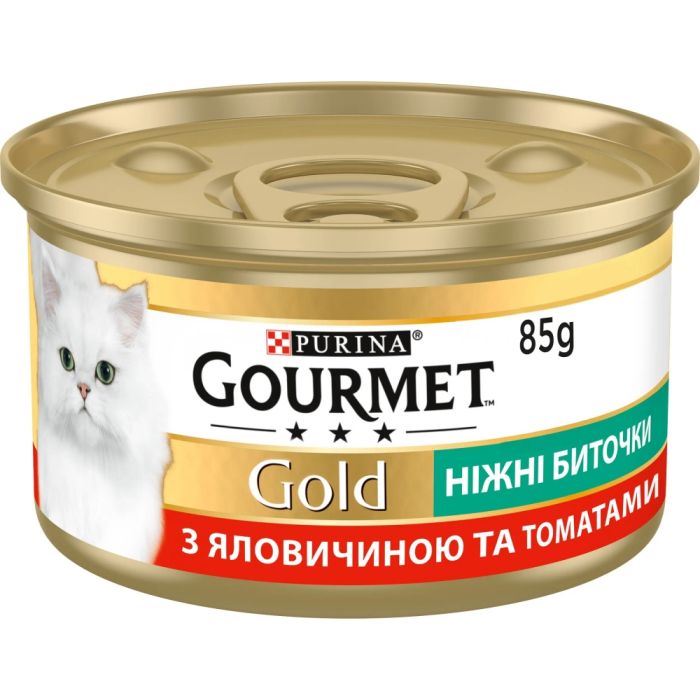 АКЦІЯ Gourmet ніжні биточки вологий корм з яловичиною та томатами для кішок 85 гр 