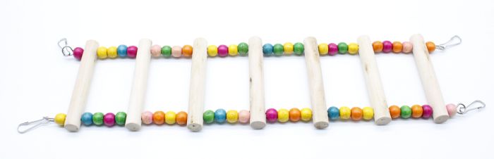 Драбина деревяна з бусинами, для птахів, різнокольорова, 4610 см