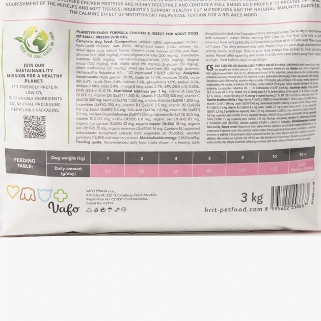 Brit Care Dog Sustainable Adult Adult Small Breed Корм для собак малих порід з куркою та комахами 7кг