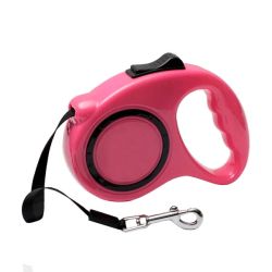 Рулетка для собак коло 5м15 кг пластикова ручка стрічка з фіксатором 190 Трояндовий