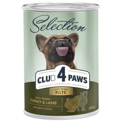 Club 4 Paws Premium Selection Вологий корм для собак - паштет з індичкою та ягням 400 г 