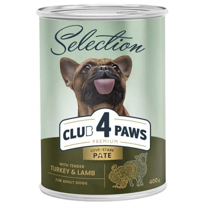 Club 4 Paws Premium Selection Вологий корм для собак - паштет з індичкою та ягням 400 г 