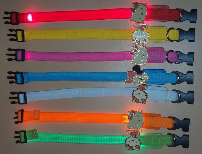 Нашийник XS LED Kitty тканинний 1,5 см  20-25см Оранжевий