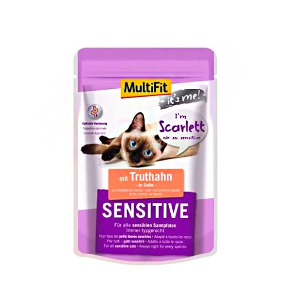 MultiFit Sensetive Вологий корм для котів з індичкою в соусі, 85 г 