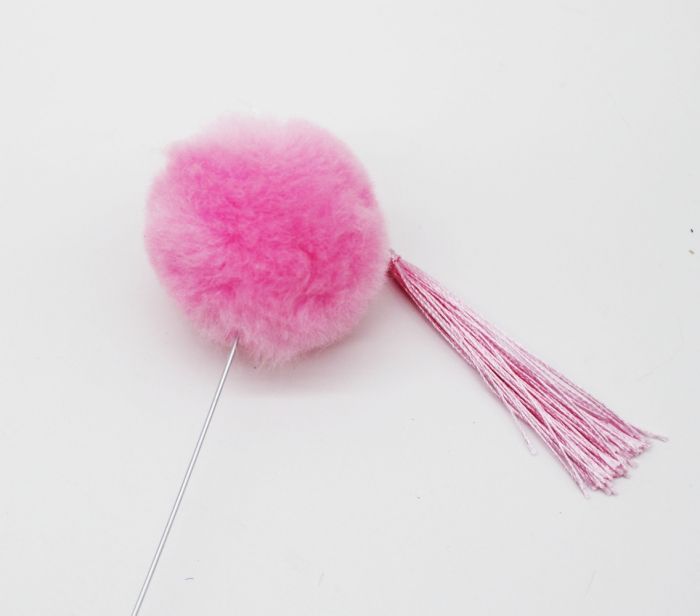 Вудка з пухнастим помпоном рожева 46 см 