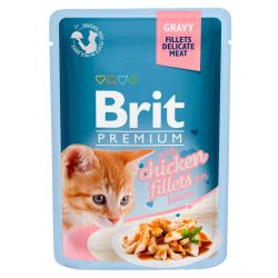Brit Premium Cat pouch для кошенят філе курки в соусі 85г 