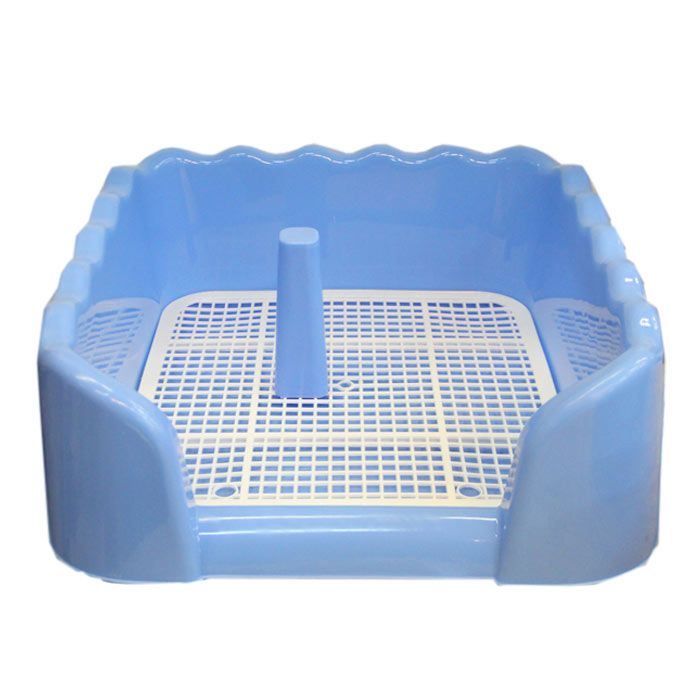 Туалет під пелюшку для собак глибокий борт, решітка зі стовпчиком 434315 см S Блакитний