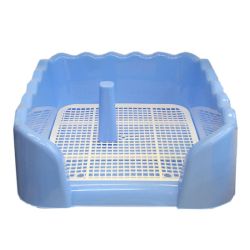 Туалет під пелюшку для собак глибокий борт, решітка зі стовпчиком 434315 см S Блакитний