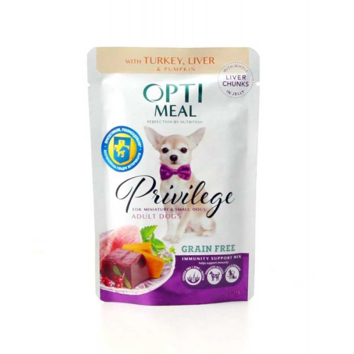 Optimeal зі з індичкою і печінкою для собак дрібних порід желе 85г 